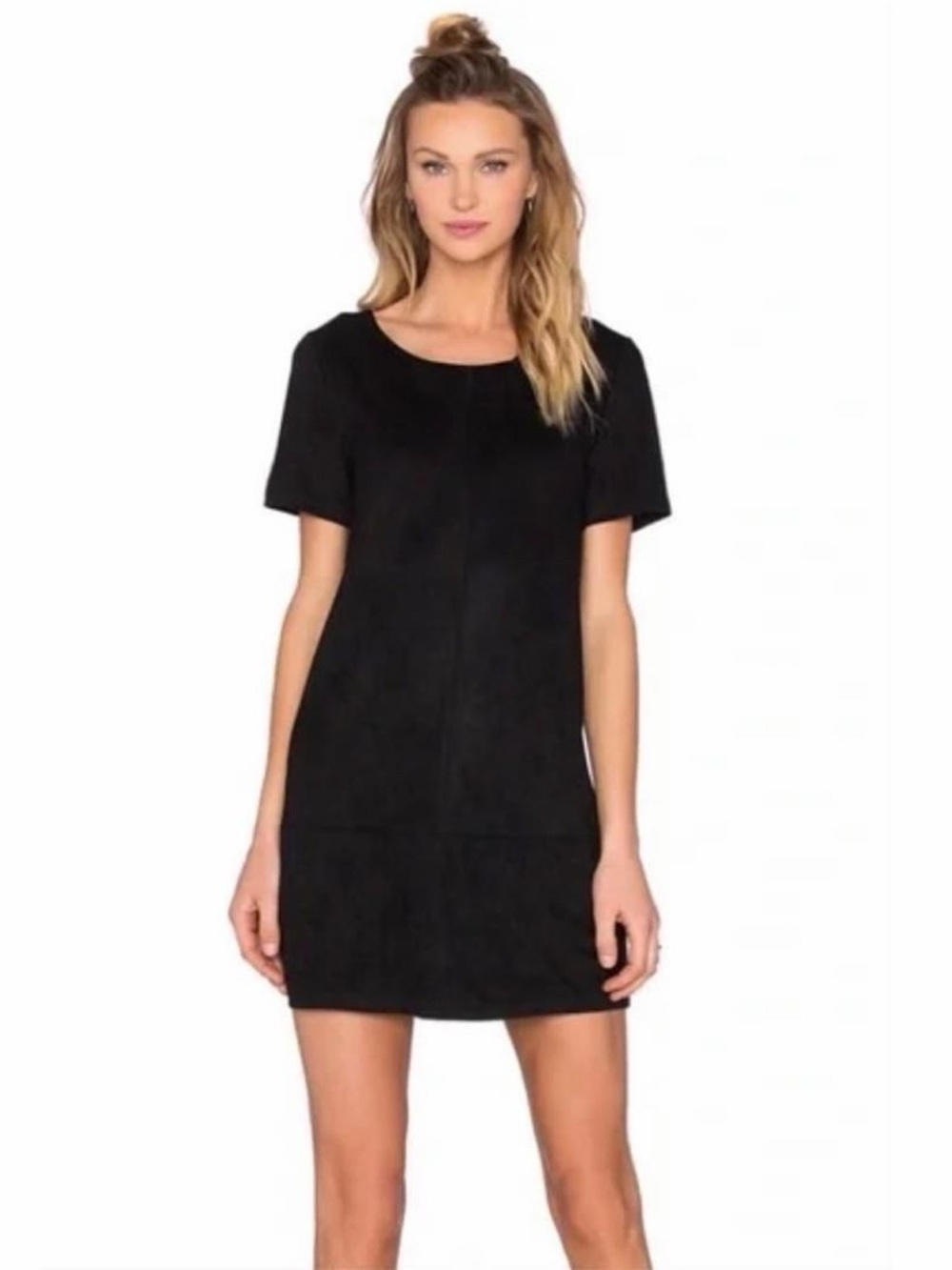 Revolve / Bishop + Young Black Faux Suede Shift Mini Dress